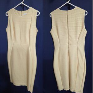 Yellow & White Calvin Klein Sleeveless Dress